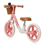 Bicicleta fara pedale, Lionelo, Alex Plus, Usoara, Cu ghidon si sa reglabile, Include cos depozitare si sonerie, Din otel, Cu roti din spuma EVA, 12 inch, Pink Rose