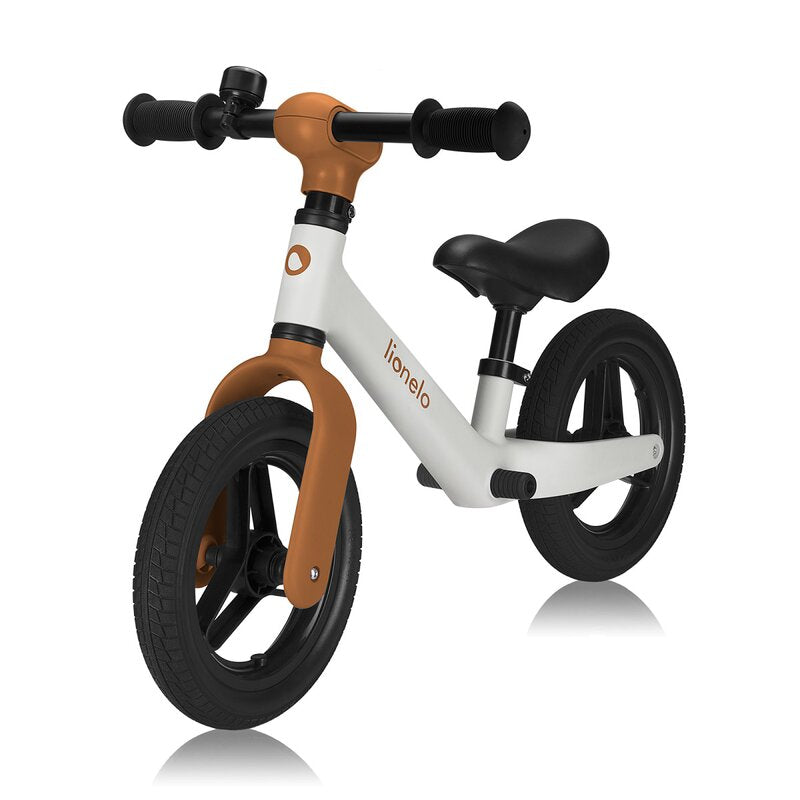Bicicleta fara pedale, Lionelo, Toni, Cu ghidon si sa reglabile, Ultra usoara, 2.8 Kg, 18 luni+, Sustine 30 kg, Conform cu standardul EN71-1/2/3, Certificata TUV SUD, Bej - gogobaby.ro