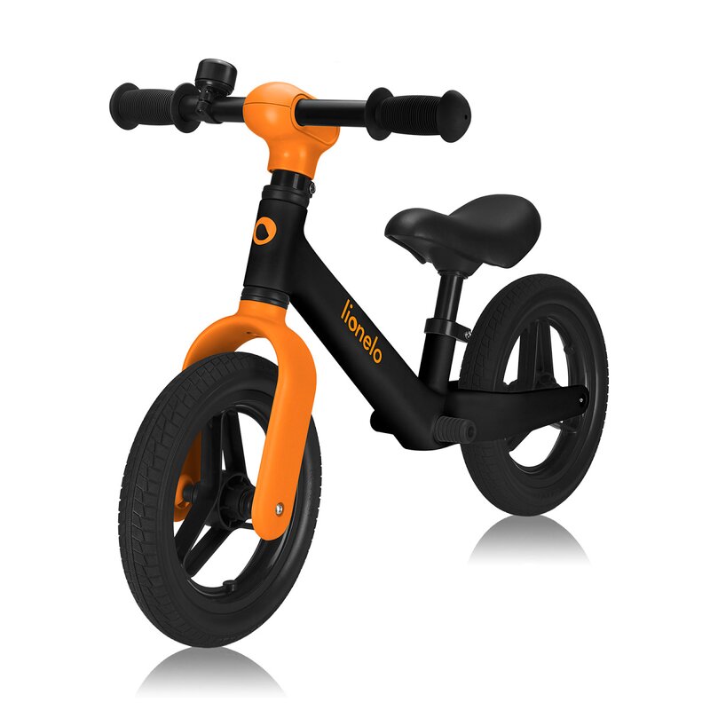 Bicicleta fara pedale, Lionelo, Toni, Cu ghidon si sa reglabile, Ultra usoara, 2.8 Kg, 18 luni+, Sustine 30 kg, Conform cu standardul EN71-1/2/3, Certificata TUV SUD, Portocaliu - gogobaby.ro