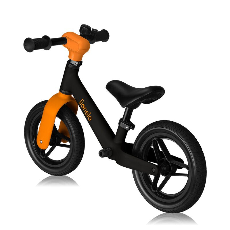 Bicicleta fara pedale, Lionelo, Toni, Cu ghidon si sa reglabile, Ultra usoara, 2.8 Kg, 18 luni+, Sustine 30 kg, Conform cu standardul EN71-1/2/3, Certificata TUV SUD, Portocaliu - gogobaby.ro