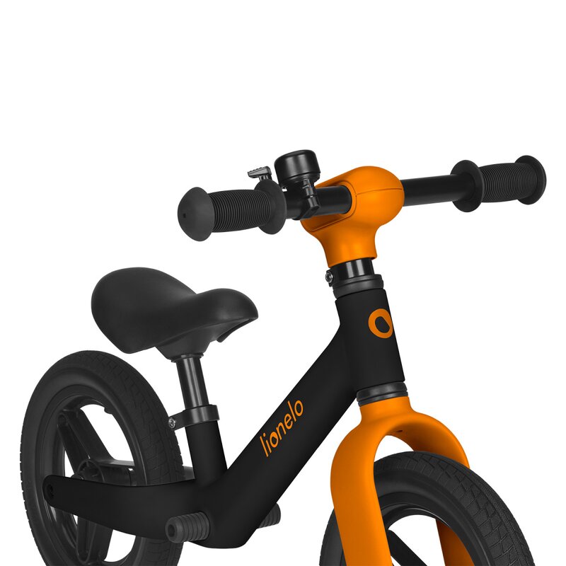 Bicicleta fara pedale, Lionelo, Toni, Cu ghidon si sa reglabile, Ultra usoara, 2.8 Kg, 18 luni+, Sustine 30 kg, Conform cu standardul EN71-1/2/3, Certificata TUV SUD, Portocaliu - gogobaby.ro