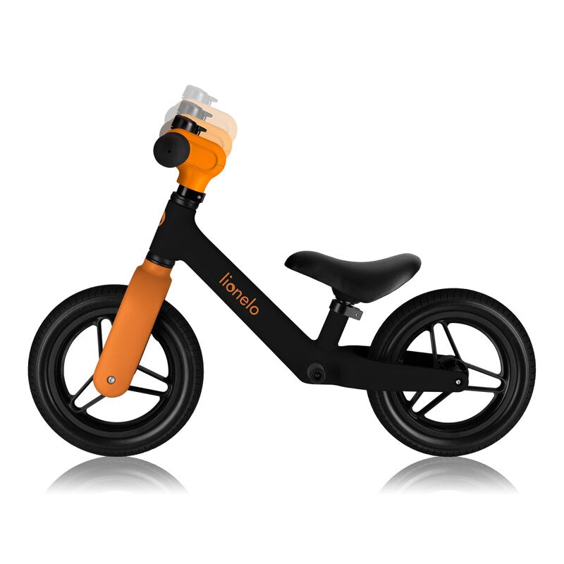 Bicicleta fara pedale, Lionelo, Toni, Cu ghidon si sa reglabile, Ultra usoara, 2.8 Kg, 18 luni+, Sustine 30 kg, Conform cu standardul EN71-1/2/3, Certificata TUV SUD, Portocaliu - gogobaby.ro