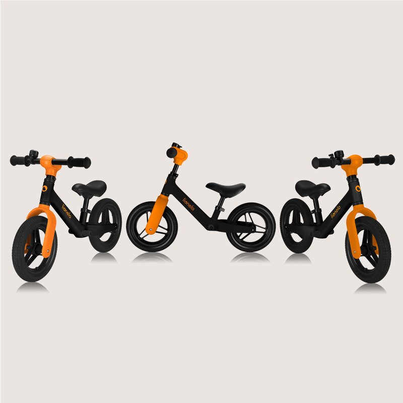 Bicicleta fara pedale, Lionelo, Toni, Cu ghidon si sa reglabile, Ultra usoara, 2.8 Kg, 18 luni+, Sustine 30 kg, Conform cu standardul EN71-1/2/3, Certificata TUV SUD, Portocaliu