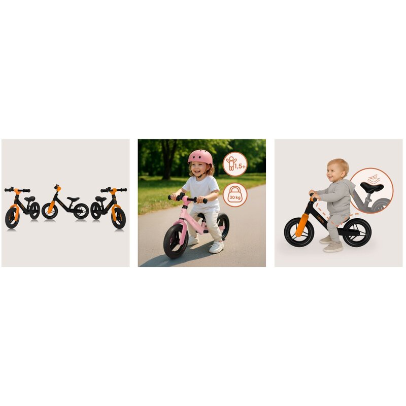 Bicicleta fara pedale, Lionelo, Toni, Cu ghidon si sa reglabile, Ultra usoara, 2.8 Kg, 18 luni+, Sustine 30 kg, Conform cu standardul EN71-1/2/3, Certificata TUV SUD, Portocaliu - gogobaby.ro