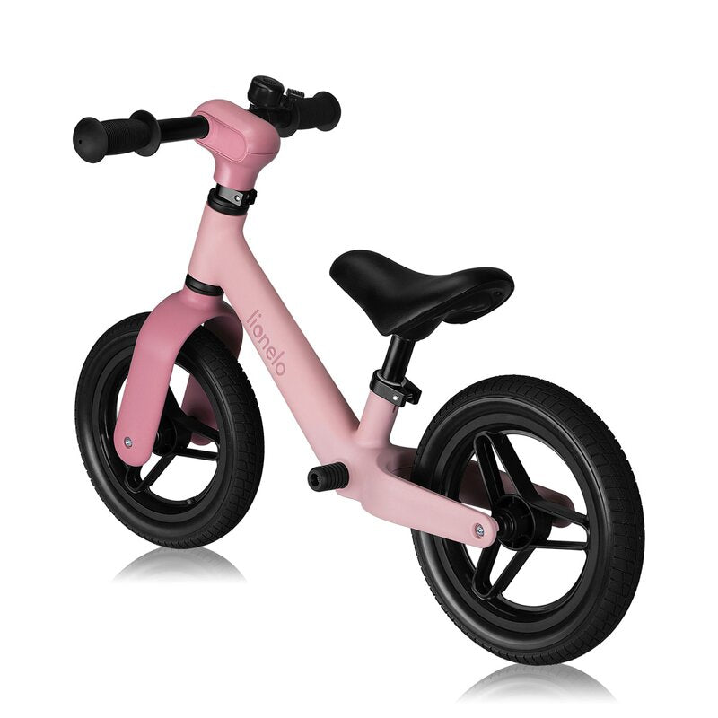 Bicicleta fara pedale, Lionelo, Toni, Cu ghidon si sa reglabile, Ultra usoara, 2.8 Kg, 18 luni+, Sustine 30 kg, Conform cu standardul EN71-1/2/3, Certificata TUV SUD, Roz - gogobaby.ro