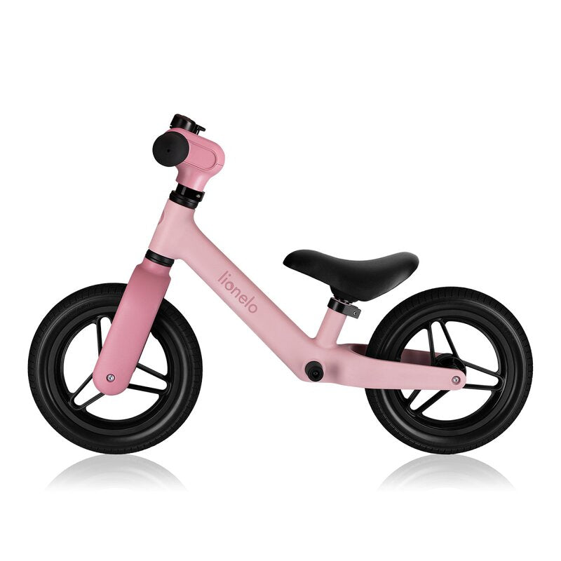 Bicicleta fara pedale, Lionelo, Toni, Cu ghidon si sa reglabile, Ultra usoara, 2.8 Kg, 18 luni+, Sustine 30 kg, Conform cu standardul EN71-1/2/3, Certificata TUV SUD, Roz - gogobaby.ro