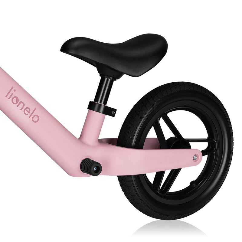 Bicicleta fara pedale, Lionelo, Toni, Cu ghidon si sa reglabile, Ultra usoara, 2.8 Kg, 18 luni+, Sustine 30 kg, Conform cu standardul EN71-1/2/3, Certificata TUV SUD, Roz - gogobaby.ro