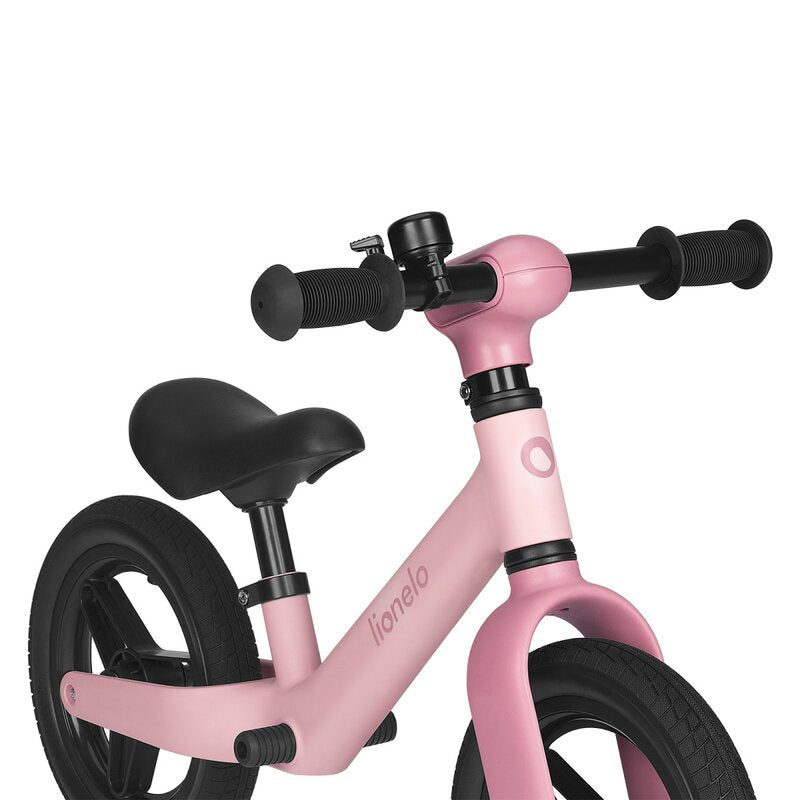 Bicicleta fara pedale, Lionelo, Toni, Cu ghidon si sa reglabile, Ultra usoara, 2.8 Kg, 18 luni+, Sustine 30 kg, Conform cu standardul EN71-1/2/3, Certificata TUV SUD, Roz - gogobaby.ro