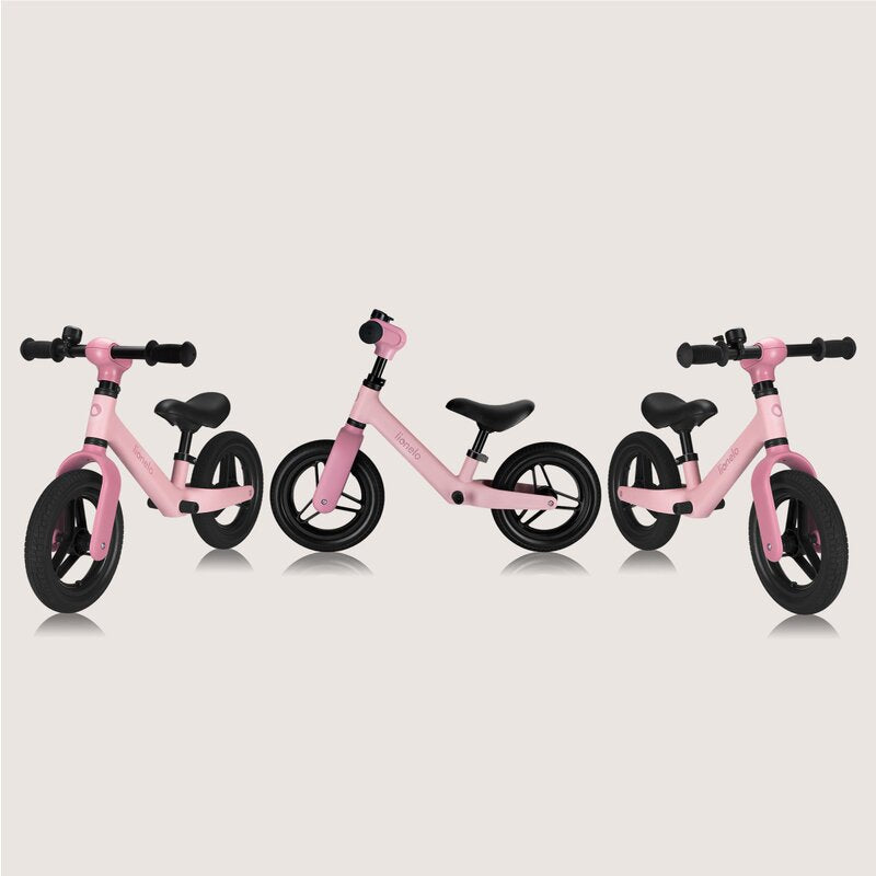 Bicicleta fara pedale, Lionelo, Toni, Cu ghidon si sa reglabile, Ultra usoara, 2.8 Kg, 18 luni+, Sustine 30 kg, Conform cu standardul EN71-1/2/3, Certificata TUV SUD, Roz - gogobaby.ro