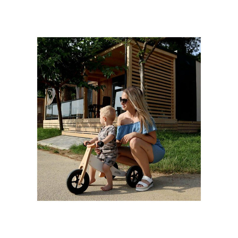 Bicicleta/tricicleta fara pedale, Free2Move, Din lemn, 2 in 1, Functie de bicicleta echilibru, Sa reglabila, Manere antiderapante, Roti ajustabile, 18 luni - 3 ani, Conform cu standardele europene EN71-1;2018, EN71-2:2020, EN71-3:2021, Brown White - gogobaby.ro