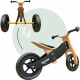 Bicicleta/tricicleta fara pedale, Free2Move, Din lemn, 2 in 1, Functie de bicicleta echilibru, Sa reglabila, Manere antiderapante, Roti ajustabile, 18 luni - 3 ani, Conform cu standardele europene EN71-1;2018, EN71-2:2020, EN71-3:2021, Brown White