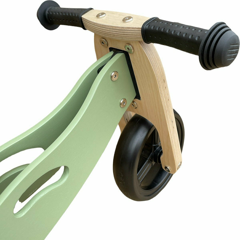 Bicicleta/tricicleta fara pedale, Free2Move, Din lemn, 2 in 1, Functie de bicicleta echilibru, Scaun reglabil, Roti ajustabile, Manere antiderapante, Varsta 1-3 ani, Conform cu standardele europene EN71-1;2018, EN71-2:2020, EN71-3:2021, Mint