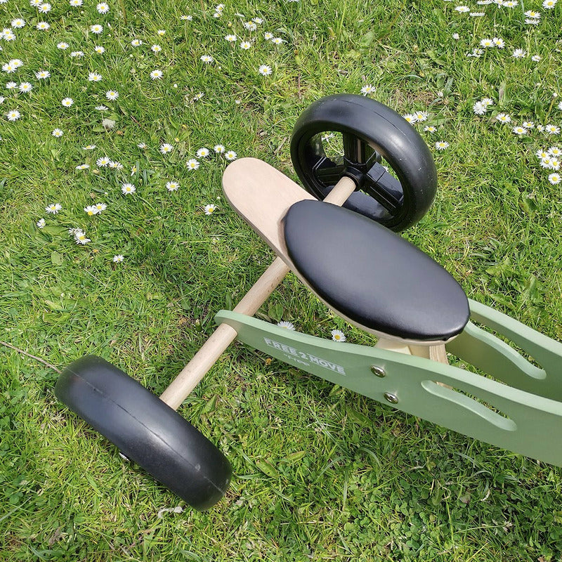 Bicicleta/tricicleta fara pedale, Free2Move, Din lemn, 2 in 1, Functie de bicicleta echilibru, Scaun reglabil, Roti ajustabile, Manere antiderapante, Varsta 1-3 ani, Conform cu standardele europene EN71-1;2018, EN71-2:2020, EN71-3:2021, Mint - gogobaby.ro