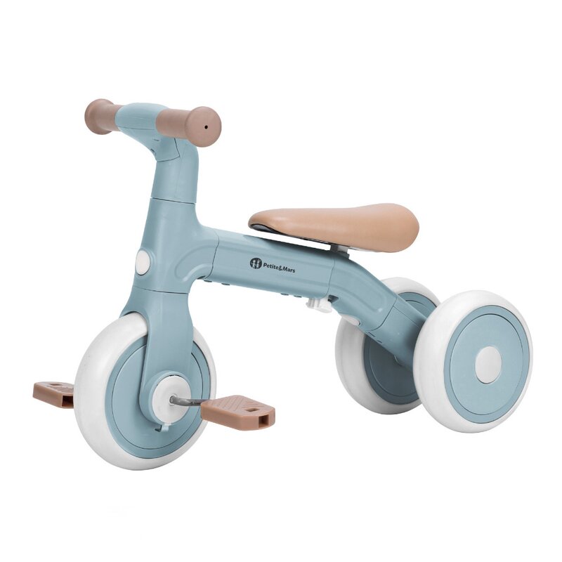 Bicicleta/tricicleta, Petite&Mars, 3 in 1, Multifunctionala, Cu/fara pedale, Ghidon directionabil, Sa reglabila pe inaltime, 2.3 kg, Pana la 25 kg, 12-36 luni, Albastru