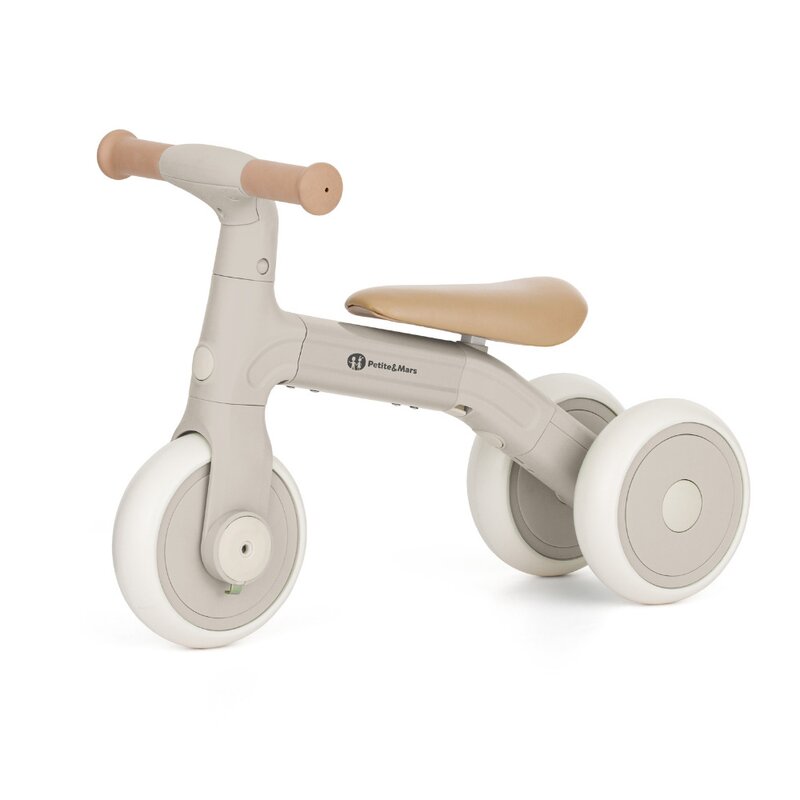 Bicicleta/tricicleta, Petite&Mars, 3 in 1, Multifunctionala, Cu/fara pedale, Ghidon directionabil, Sa reglabila pe inaltime, 2.3 kg, Pana la 25 kg, 12-36 luni, Bej