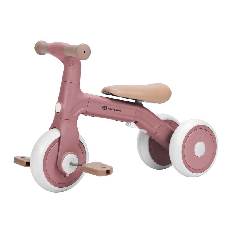 Bicicleta/tricicleta, Petite&Mars, 3 in 1, Multifunctionala, Cu/fara pedale, Ghidon directionabil, Sa reglabila pe inaltime, 2.3 kg, Pana la 25 kg, 12-36 luni, Roz