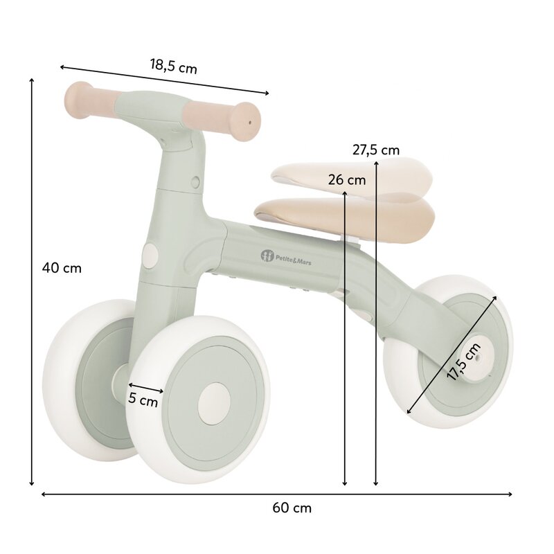 Bicicleta/tricicleta, Petite&Mars, 3 in 1, Multifunctionala, Cu/fara pedale, Ghidon directionabil, Sa reglabila pe inaltime, 2.3 kg, Pana la 25 kg, 12-36 luni, Roz