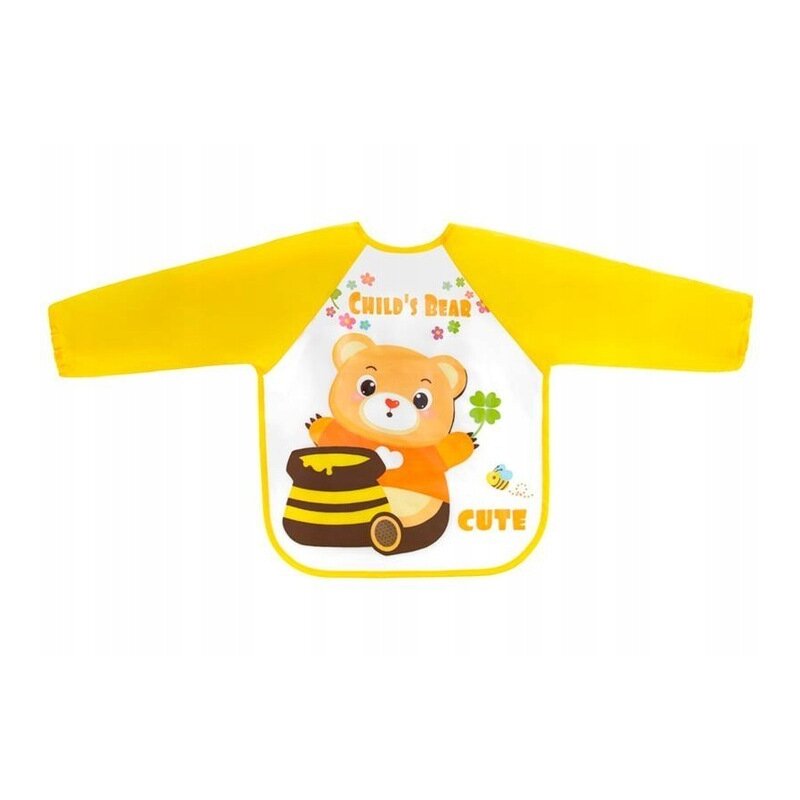 Baveta impermeabila, Bocioland, Cu maneci lungi, Dimensiune 40x35 cm, Teddy Bear - gogobaby.ro