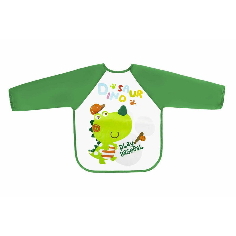 Baveta impermeabila, Bocioland, Cu maneci lungi, Dimensiune 40x35 cm, Dino - gogobaby.ro