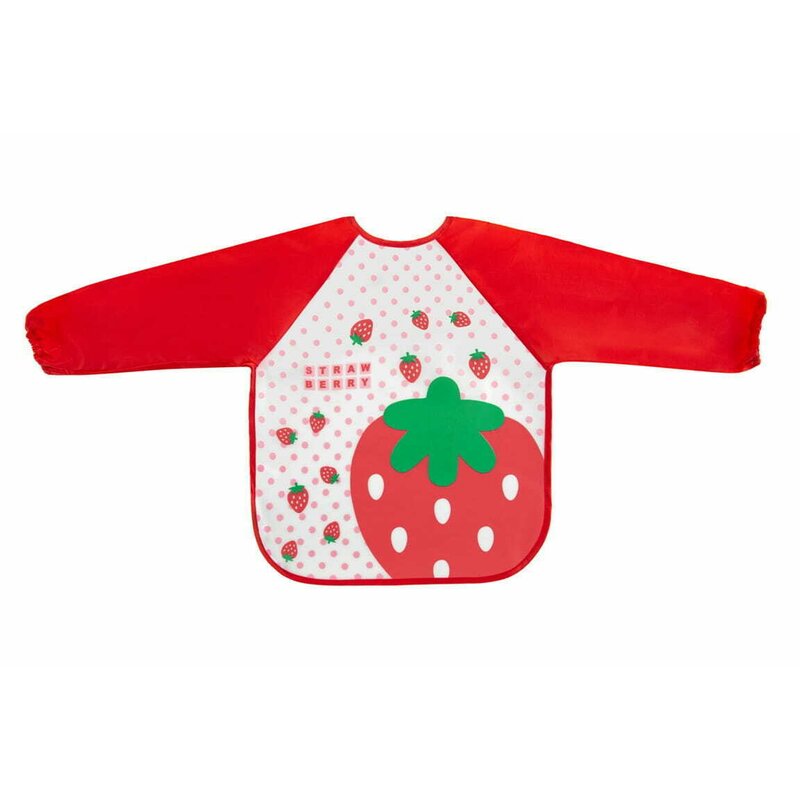 Baveta impermeabila, Bocioland, Cu maneci lungi, Dimensiune 40x35 cm, Strawberry - gogobaby.ro