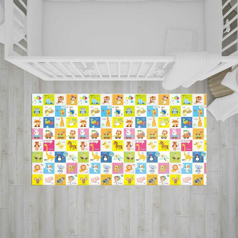 Covoras de joaca, Bocioland, Happy Day, Pliabil, Protectie impotriva loviturilor, Dimensiune mare, 200 x 150 cm, Cu Imprimeu pe ambele parti, Potrivit pentru utlizare atat in interior, cat si in exterior - gogobaby.ro