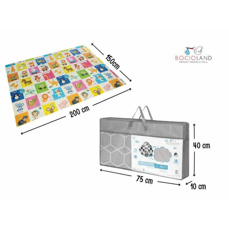 Covoras de joaca, Bocioland, Happy Day, Pliabil, Protectie impotriva loviturilor, Dimensiune mare, 200 x 150 cm, Cu Imprimeu pe ambele parti, Potrivit pentru utlizare atat in interior, cat si in exterior - gogobaby.ro