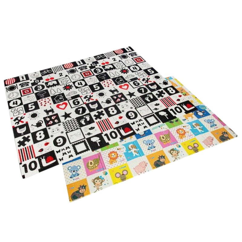 Covoras de joaca, Bocioland, Happy Day, Pliabil, Protectie impotriva loviturilor, Dimensiune mare, 200 x 150 cm, Cu Imprimeu pe ambele parti, Potrivit pentru utlizare atat in interior, cat si in exterior - gogobaby.ro