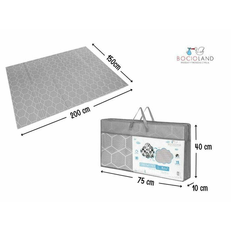 Covoras de joaca, Bocioland, Honeycomb, Pliabil, Protectie impotriva loviturilor, Dimensiune mare, 200 x 150 cm, Cu Imprimeu pe ambele parti, Potrivit pentru utlizare atat in interior, cat si in exterior - gogobaby.ro