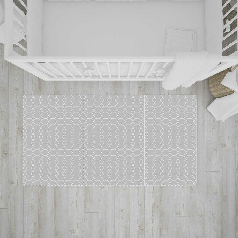 Covoras de joaca, Bocioland, Honeycomb, Pliabil, Protectie impotriva loviturilor, Dimensiune mare, 200 x 150 cm, Cu Imprimeu pe ambele parti, Potrivit pentru utlizare atat in interior, cat si in exterior - gogobaby.ro