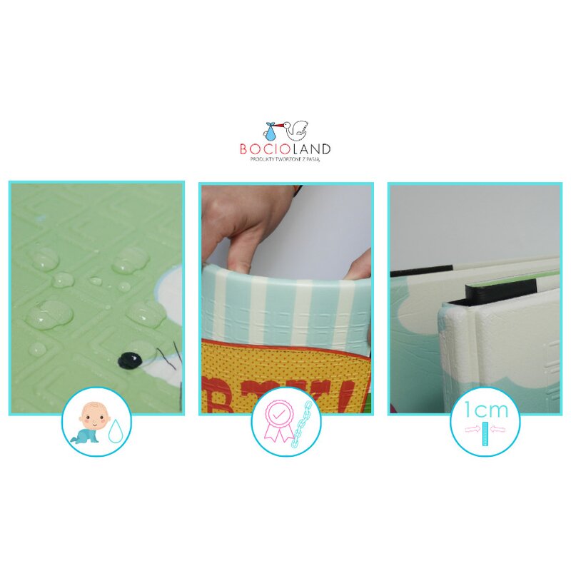 Covoras de joaca, Bocioland, Honeycomb, Pliabil, Protectie impotriva loviturilor, Dimensiune mare, 200 x 150 cm, Cu Imprimeu pe ambele parti, Potrivit pentru utlizare atat in interior, cat si in exterior - gogobaby.ro