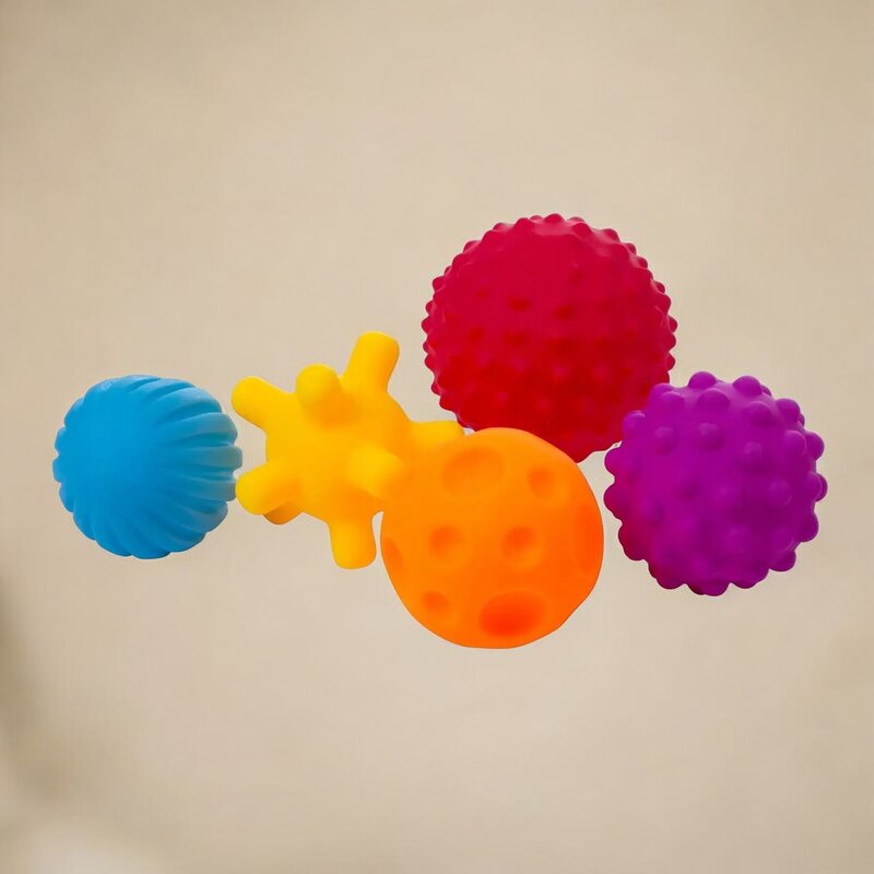 Set mingi senzoriale, Bocioland, Colorate, Pentru bebelusi, 5 piese