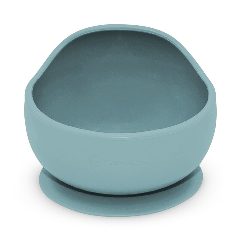 Bol, Petite&Mars, Take&Match, Din silicon, Cu ventuza, Fara BPA, Adecvat pentru masina de spalat vase si microunde, Nu absoarbe mirosuri, 6 luni+, 360 ml, Frosted Sky, Albastru