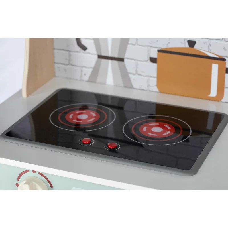 Bucatarie copii lemn, Free2Play, Mini Chef, Cu efecte de sunet si lumina, Cu accesorii, 70 x 30 x 104 cm, Conform cu standardele europene EN71-1;2018, EN71-2:2020, EN71-3:2021 - gogobaby.ro