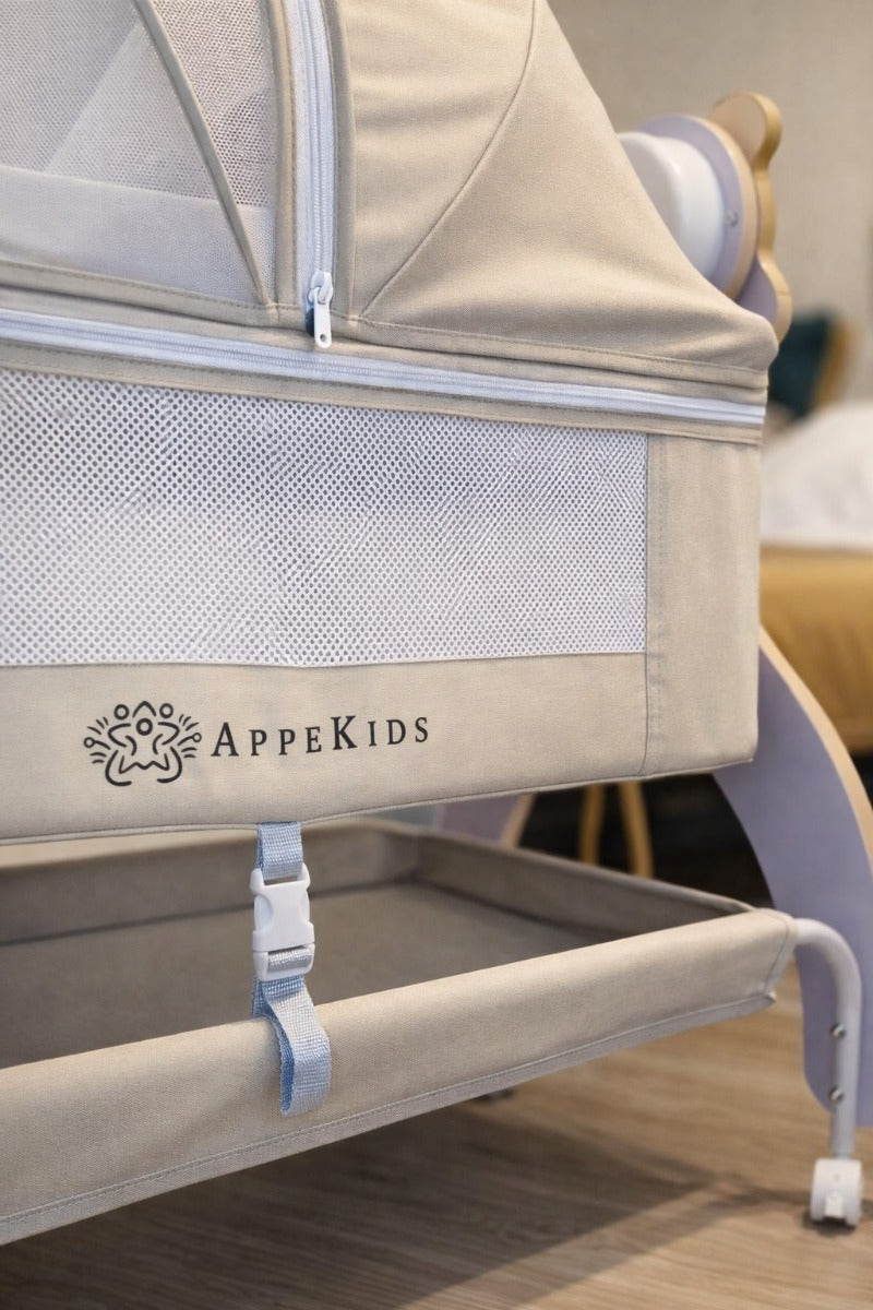 Patut Multifunctional cu leganare electrica, sunete si Bluetooth, AppeKids - Buggy