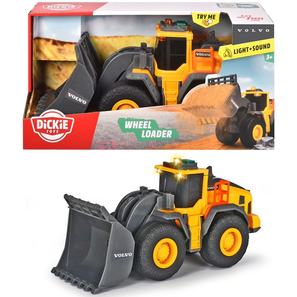 Buldozer Dickie Toys Volvo Wheel Loader 23 cm cu lumini si sunete - gogobaby.ro