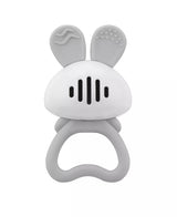 Jucarie pentru dentitie din silicon cu zornaitoare, Mombella Bunny - Grey