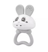 Jucarie pentru dentitie din silicon cu zornaitoare, Mombella Bunny - Grey