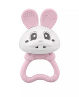 Jucarie pentru dentitie din silicon cu zornaitoare, Mombella Bunny - Pink