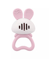 Jucarie pentru dentitie din silicon cu zornaitoare, Mombella Bunny - Pink