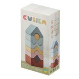 Jucarie din lemn, Cubika, Set constructii Turn 8 piese - Pastel