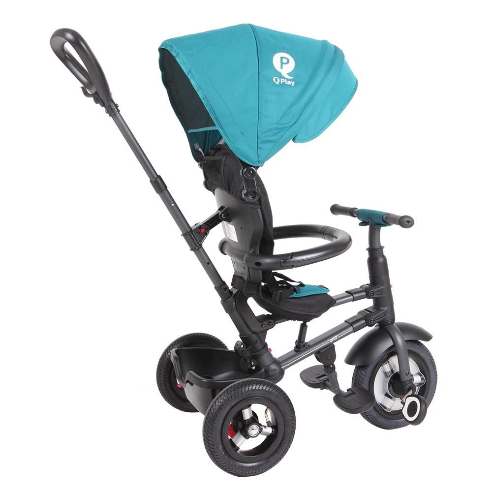 Tricicleta cu roti de cauciuc Qplay Rito Rubber Albastru Deschis - gogobaby.ro