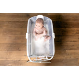 Cadita de baie cu pliere ultra-compacta, Jane, Oasis, Cu doua manere, 68 x 42 x 26 cm, Conform cu standardul european de siguranta EN 17072:2018, Blue