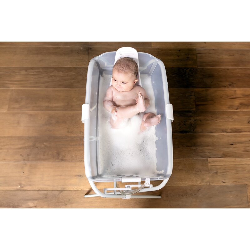 Cadita de baie cu pliere ultra-compacta, Jane, Oasis, Cu doua manere, 68 x 42 x 26 cm, Conform cu standardul european de siguranta EN 17072:2018, White - gogobaby.ro