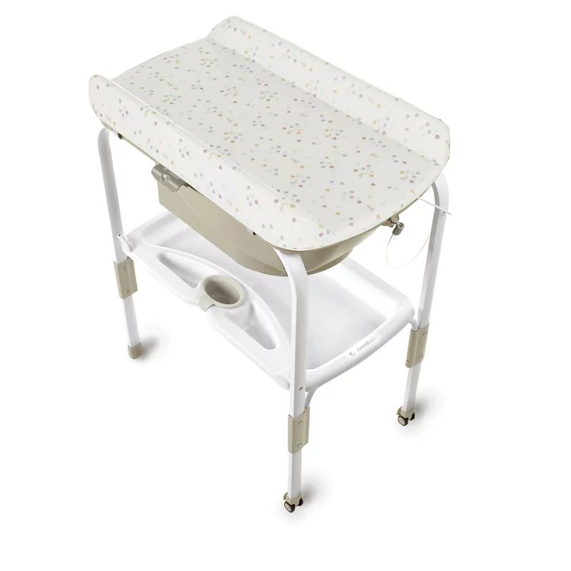 Cadita de baie cu suport, Jane, Flip Cu 2 pozitii anatomice, Cu masuta de infasat, Cu tavita si compartimente pentru accesorii, Conform cu standardele europene EN 17072:2018EN 12221:2008+A1:2013, Iris