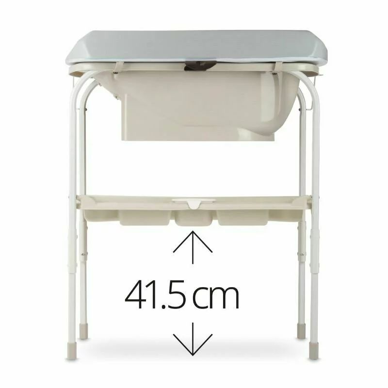 Cadita de baie cu suport, Jane, Flip, Cu 2 pozitii anatomice, Cu masuta de infasat, Cu tavita si compartimente pentru accesorii, Conform cu standardele europene EN 17072:2018EN 12221:2008+A1:2013, Mist
