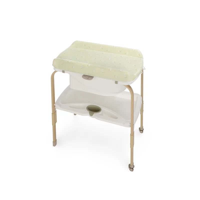 Cadita de baie cu suport, Jane, Flip, Cu 2 pozitii anatomice, Cu masuta de infasat, Cu tavita si compartimente pentru accesorii, Conform cu standardele europene EN 17072:2018EN 12221:2008+A1:2013, Sage