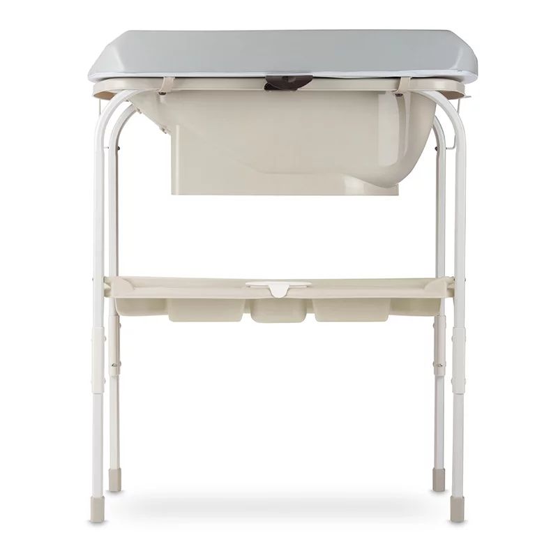 Cadita de baie cu suport, Jane, Flip, Cu 2 pozitii anatomice, Cu masuta de infasat, Cu tavita si compartimente pentru accesorii, Conform cu standardele europene EN 17072:2018EN 12221:2008+A1:2013, Botanic