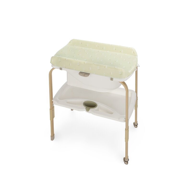 Cadita de baie cu suport, Jane, Flip, Cu 2 pozitii anatomice, Cu masuta de infasat, Cu tavita si compartimente pentru accesorii, Conform cu standardele europene EN 17072:2018EN 12221:2008+A1:2013, Sage