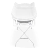 Cadita de baie pliabila, Qmini, Foldy Pro Care, Cu suport metalic si masuta de infasat, Cu termometru electronic, Cu dop si furtun pentru scurgere, Antiderapanta, 80×49 cm, Alb/Gri