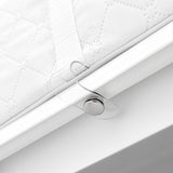 Cadita de baie pliabila, Qmini, Foldy Pro Care, Cu suport metalic si masuta de infasat, Cu termometru electronic, Cu dop si furtun pentru scurgere, Antiderapanta, 80×49 cm, Alb/Gri